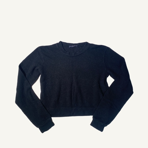 Brandy Melville Sweaters - Brandy Melville Cropped Black Crew Neck Sweater Wool, Viscose, & Polyester OS